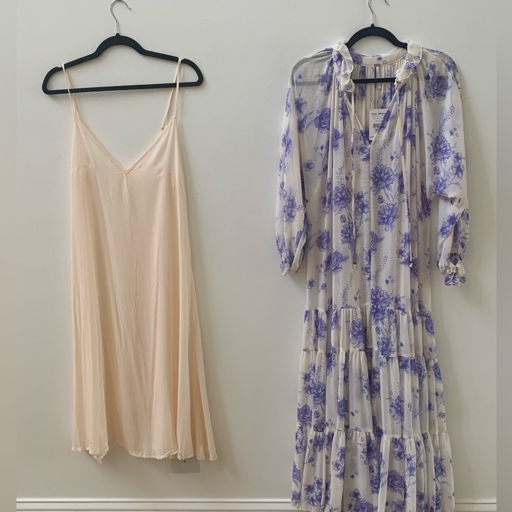 Free People Maxi Dress Ivory/Purple/Blue - Picture 10 of 12